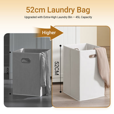 SoBuy BZR215-W, Tall Slim Bathroom Storage Cabinet with 2 Laundry Hampers & 2 Drawers, 78x38x181cm, Narrow Freestanding Bathroom Unit with Open Shelf & Cupboard – Bathroom Furniture for Small Spaces