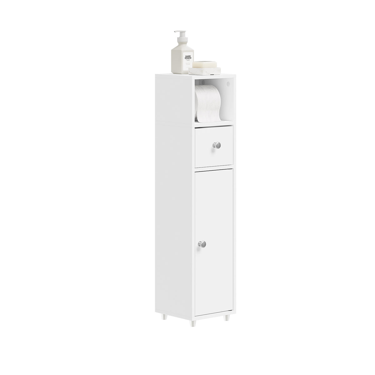 Pre-sale SoBuy BZR219-W, Slim Bathroom Storage Cabinet Cupboard, Narrow Toilet Bathroom Cabinet with Door & Adjustable Shelves, White, 20x20x85 cm