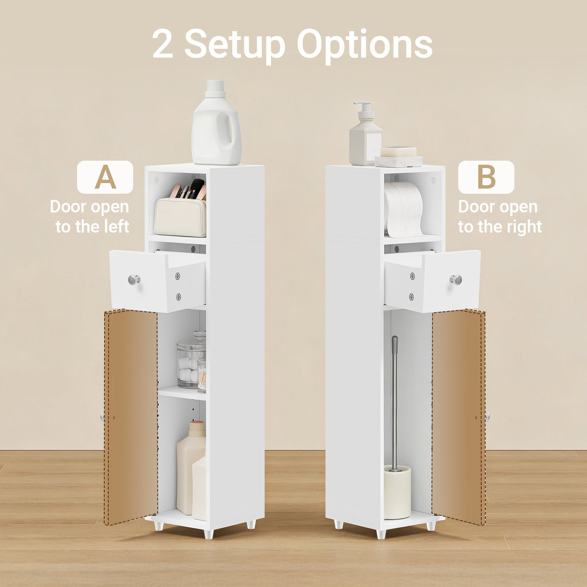 Pre-sale SoBuy BZR219-W, Slim Bathroom Storage Cabinet Cupboard, Narrow Toilet Bathroom Cabinet with Door & Adjustable Shelves, White, 20x20x85 cm