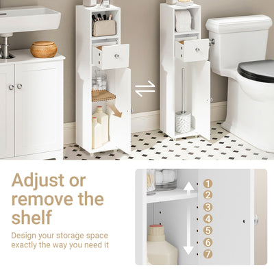 Pre-sale SoBuy BZR219-W, Slim Bathroom Storage Cabinet Cupboard, Narrow Toilet Bathroom Cabinet with Door & Adjustable Shelves, White, 20x20x85 cm