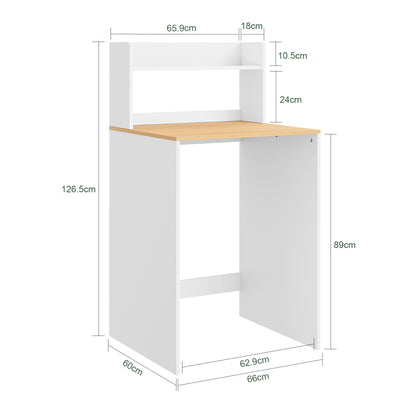 SoBuy BZR224-WN, Over Washing Machine Storage Cabinet with Oak Effect Top & 2 Open Shelves, White, 66x60x126cm - view 3