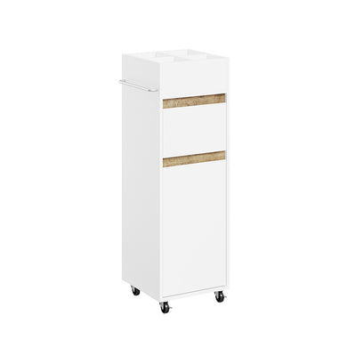 SoBuy BZR225-WN, Slim Bathroom Cabinet with Towel Bar & 4 Lockable Wheels, White, 33x30x91cm - view 1