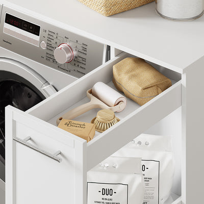 SoBuy BZR229-W, Washing Machine Cabinet with Pull-Out Shelf & 4 Wheels, White, 90x60x88cm - view 6