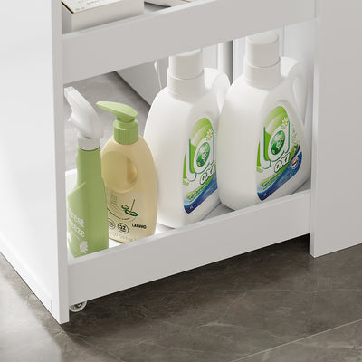 SoBuy BZR229-W, Washing Machine Cabinet with Pull-Out Shelf & 4 Wheels, White, 90x60x88cm - view 9