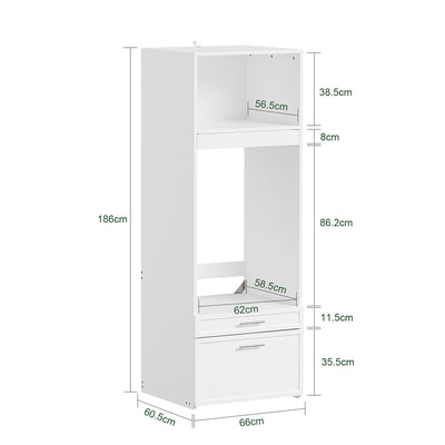 SoBuy BZR230-W, Over Washing Machine Storage Cabinet with 2 Drawers, White, 66x60.5x186cm - view 3