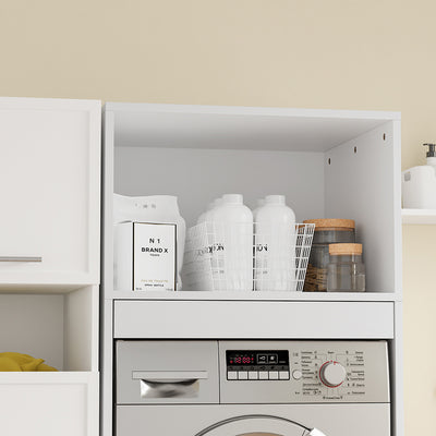 SoBuy BZR230-W, Over Washing Machine Storage Cabinet with 2 Drawers, White, 66x60.5x186cm - view 5