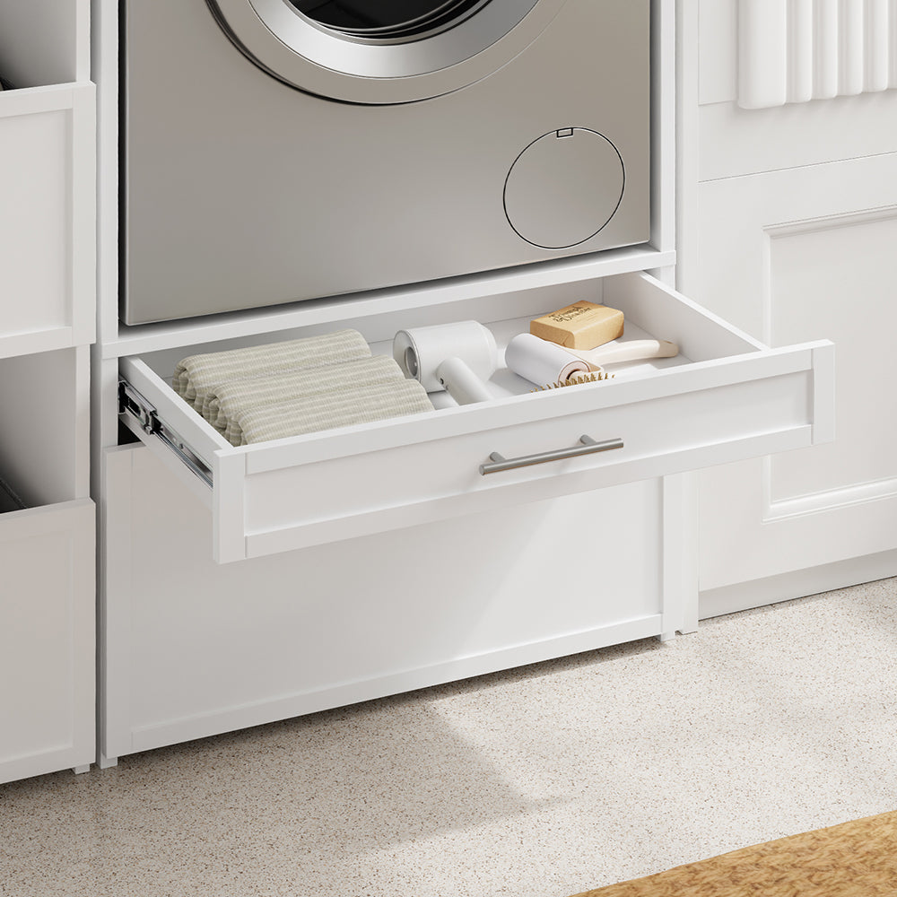 SoBuy BZR230-W, Over Washing Machine Storage Cabinet with 2 Drawers, White, 66x60.5x186cm - view 8