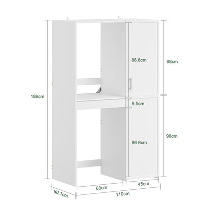 SoBuy BZR231-W, Laundry Cabinet for Washer & Dryer with Adjustable Shelves, White, 110x66x186cm - view 3