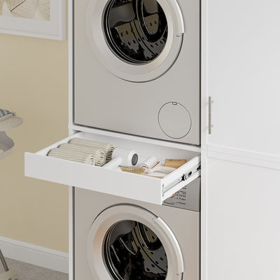 SoBuy BZR231-W, Laundry Cabinet for Washer & Dryer with Adjustable Shelves, White, 110x66x186cm - view 10