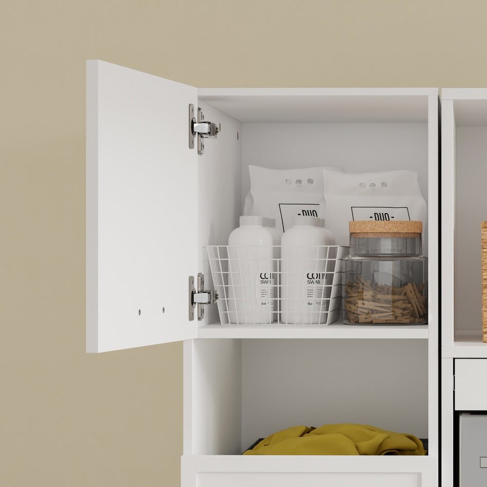 SoBuy BZR232-W, Tall Laundry Cabinet with 4 Doors & Drawers, Soft-Close, White, 60x40x186cm - view 4