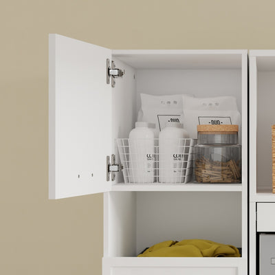 SoBuy BZR232-W, Tall Laundry Cabinet with 4 Doors & Drawers, Soft-Close, White, 60x40x186cm - view 4