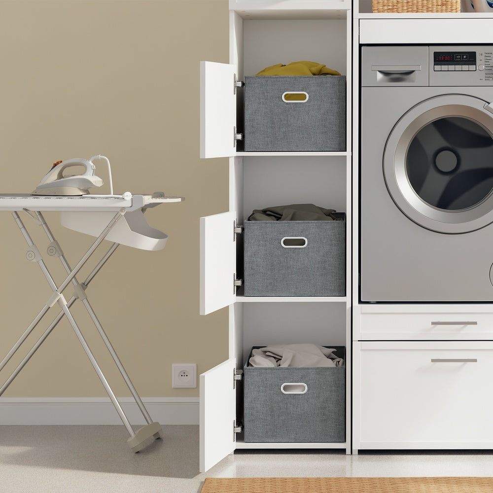 SoBuy BZR232-W, Tall Laundry Cabinet with 4 Doors & Drawers, Soft-Close, White, 60x40x186cm - view 7