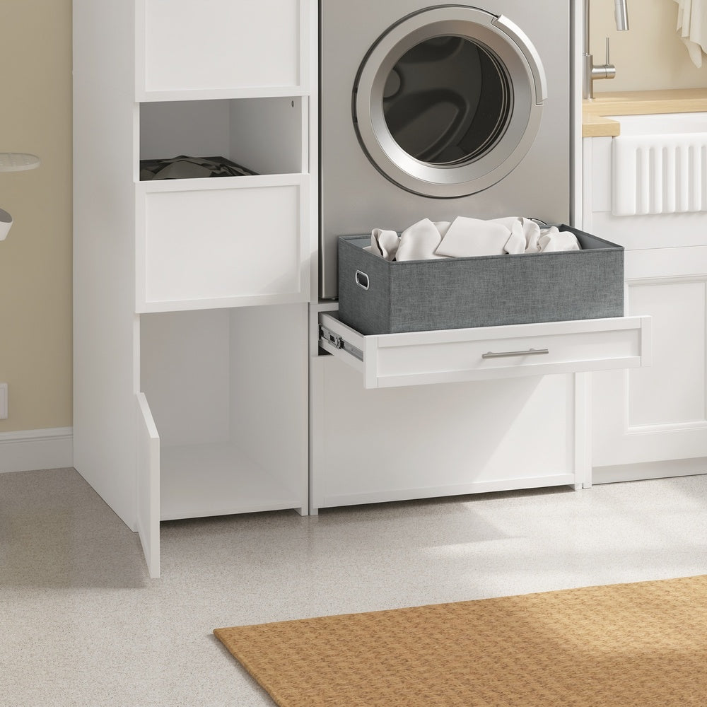 SoBuy BZR232-W, Tall Laundry Cabinet with 4 Doors & Drawers, Soft-Close, White, 60x40x186cm - view 9