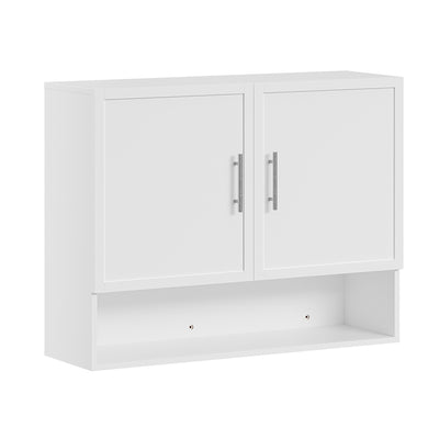 SoBuy BZR233-W, Wall Mounted Bathroom Cabinet with 2 Doors & Open Shelf, White, 90x70x28.5cm - view 1