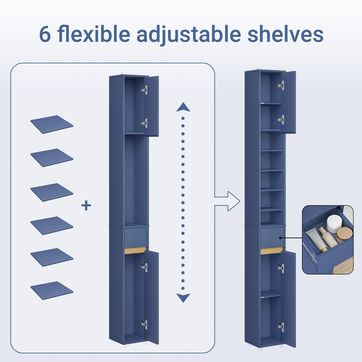 SoBuy BZR34-II-B height-adjustable shelves detail – flexible storage configuration slim bathroom tallboy cabinet