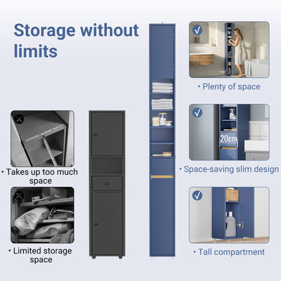 SoBuy BZR34-II-B drawer open detail – enclosed storage for toiletries and accessories narrow bathroom storage unit
