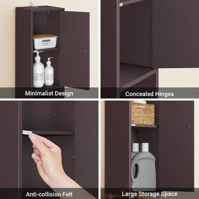 SoBuy BZR34-II-BR, Tall Bathroom Cabinet Solid Wood– Slim Bathroom Storage Unit Freestanding with Adjustable Shelves and Drawer Space-Saving Storage Cupboard 20x180x20cm, Brown, W20 x D20 x H180cm