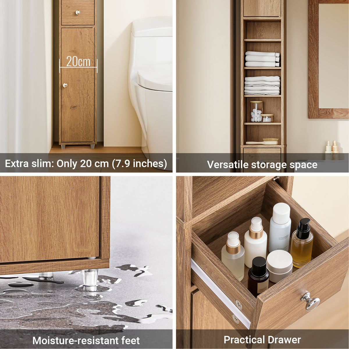 SoBuy BZR34-II-PF anti-tip wall kit and easy self-assembly – freestanding bathroom cabinet with safety hardware included