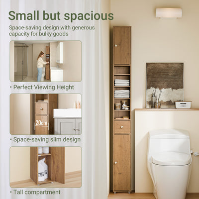 SoBuy BZR34-II-PF product specifications infographic – W20×D20×H180cm 12.4kg weight 45kg load capacity natural wood