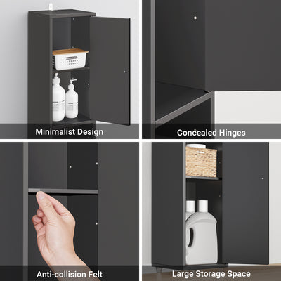 SoBuy BZR34-II-SCH Narrow Bathroom Cabinet – Tall Bathroom Cabinet Made of Wood with Adjustable Shelves – Water-Resistant Bathroom Cabinet, Space-Saving Bathroom Furniture, Black, 20x180x20cm