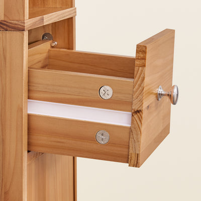 SoBuy BZR34-II-SH, Tall Bathroom Cabinet Solid Wood– Slim Bathroom Storage Unit Freestanding with Adjustable Shelves and Drawer – Space-Saving Storage Cupboard, Water-Resistant, 20x180x20cm