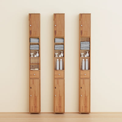 SoBuy BZR34-II-SH, Tall Bathroom Cabinet Solid Wood– Slim Bathroom Storage Unit Freestanding with Adjustable Shelves and Drawer – Space-Saving Storage Cupboard, Water-Resistant, 20x180x20cm