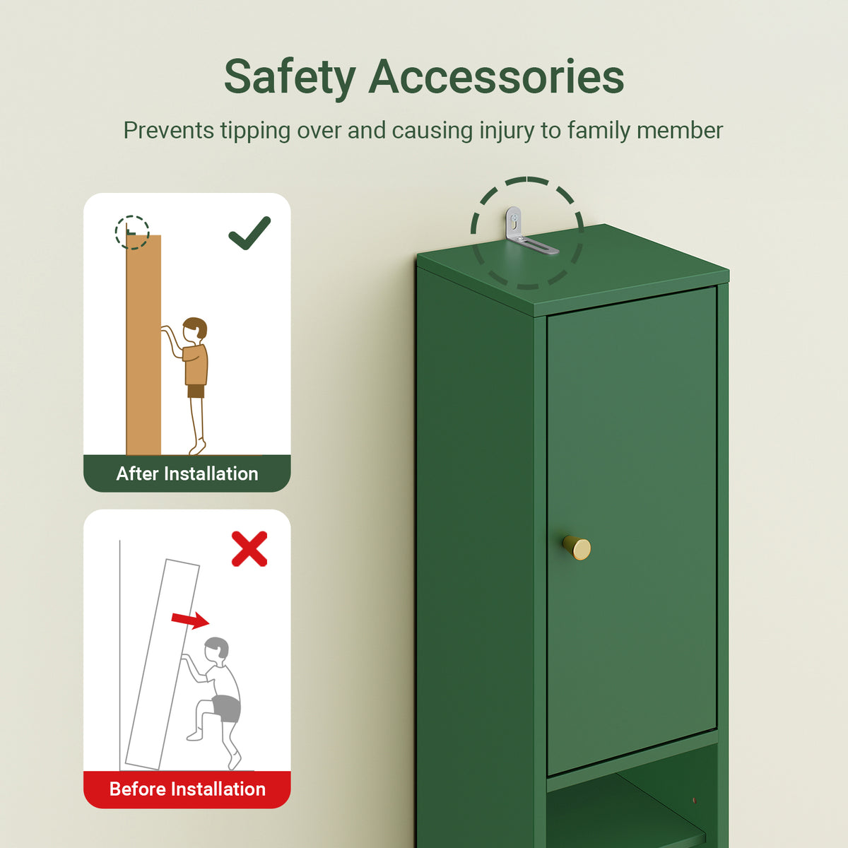 SoBuy BZR34-II-SY A+ feature detail – anti-tip device freestanding slim bathroom storage unit