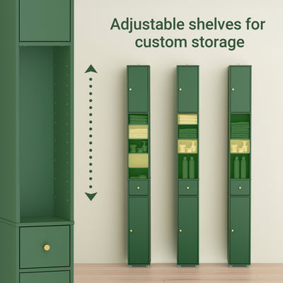 SoBuy BZR34-II-SY A+ feature detail – adjustable shelves narrow bathroom cabinet with drawer