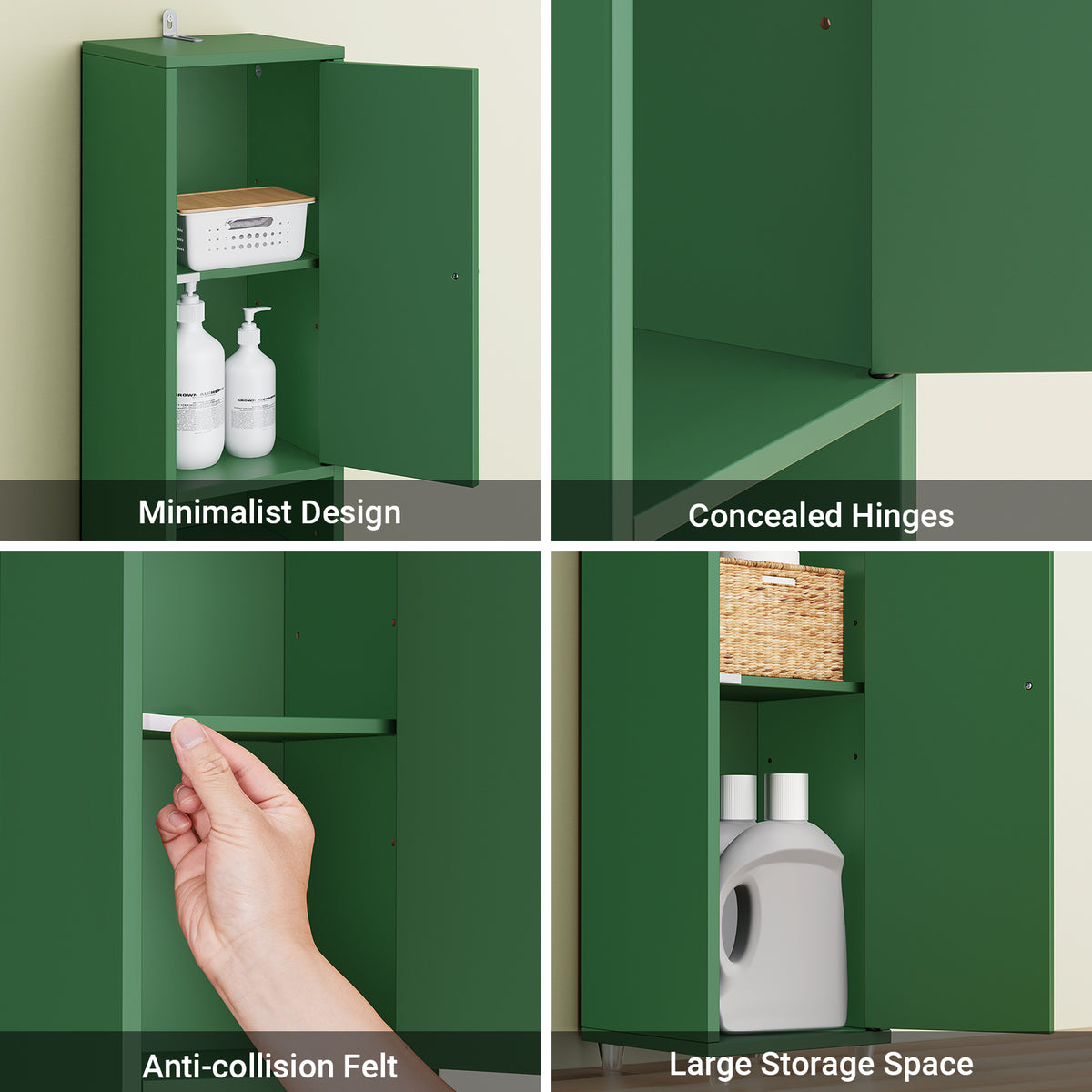 SoBuy BZR34-II-SY A+ feature detail – anti-moisture feet slim tall bathroom cupboard