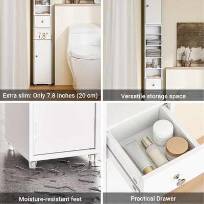 SoBuy BZR34-II-W slim storage unit – E1-grade MDF lacquered finish detail showing scratch-resistant surface