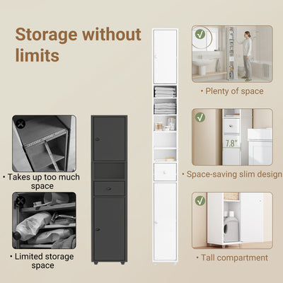 SoBuy BZR34-II-W bathroom tallboy – anti-tip wall kit detail for safe freestanding installation