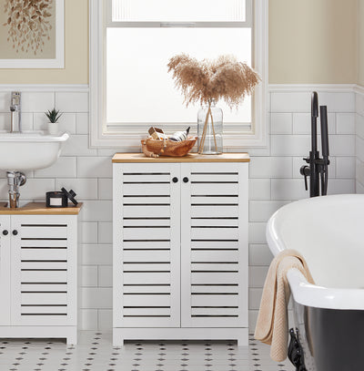 SoBuy BZR41-W, Bathroom Cabinet Bathroom Storage Cabinet Cupboard with 2 Doors, White