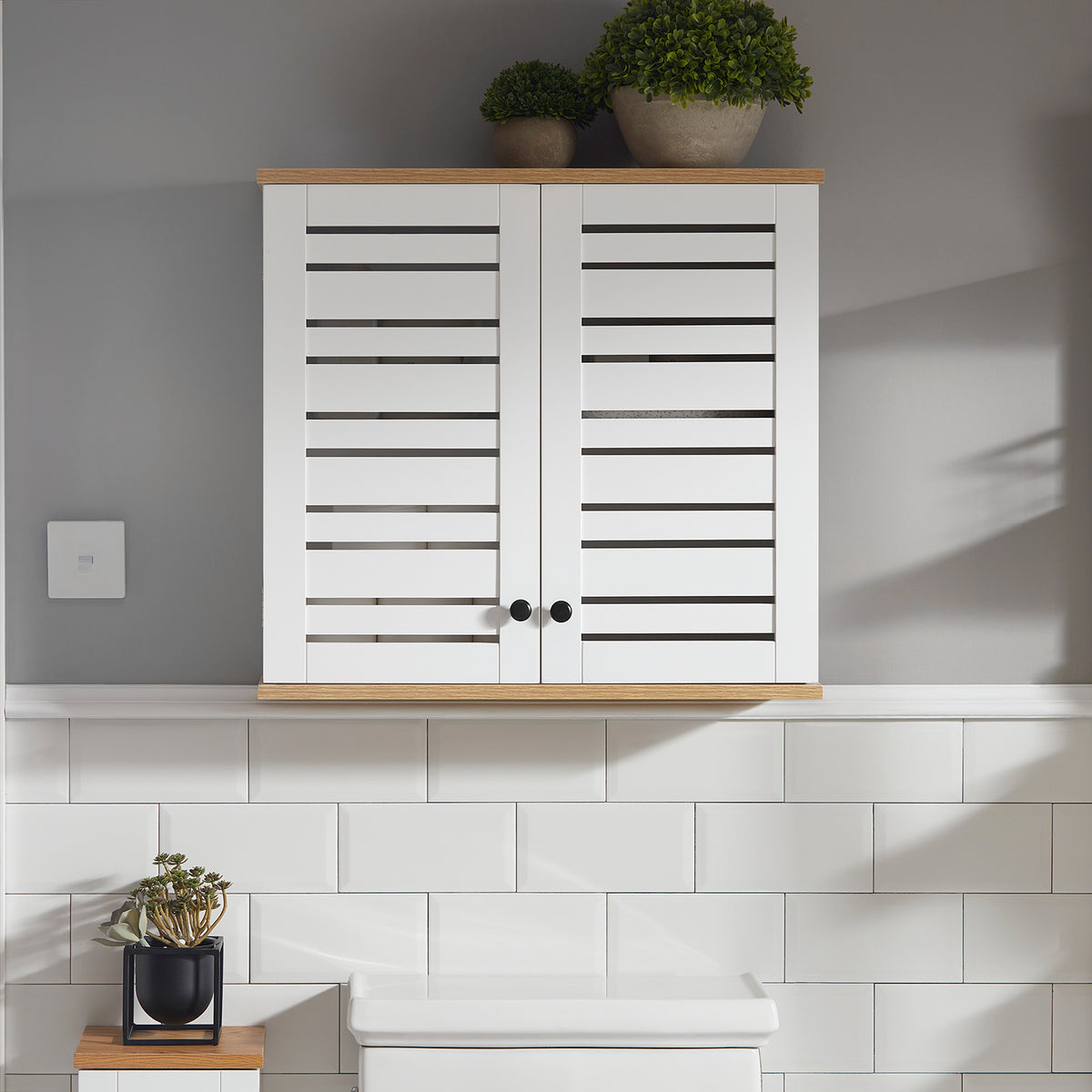 SoBuy BZR42-W, Bathroom Wall Cabinet Wall Mounted Storage Cabinet Cupboard with 2 Doors, White