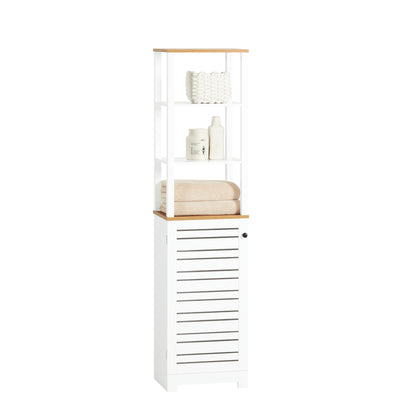 SoBuy BZR43-W, Tall Cabinet Bathroom Cabinet Storage Cabinet with 3 Shelves and 1 Door, White
