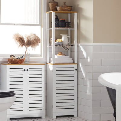 SoBuy BZR43-W, Tall Cabinet Bathroom Cabinet Storage Cabinet with 3 Shelves and 1 Door, White