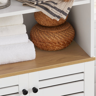 SoBuy BZR44-W,  Tall Cupboard Bathroom Storage Cabinet with 3 Shelves and 2 Doors, White