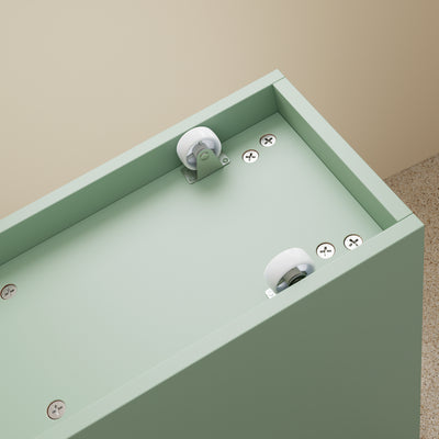 SoBuy BZR54-II-GR, Slim Bathroom Storage Cabinet with Wheels, 3 Drawers – Narrow Freestanding Bathroom Storage Unit in Wood, Green 65x24x82cm