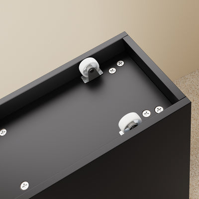 SoBuy BZR54-II-SCH, Slim Bathroom Storage Cabinet with Wheels, 3 Drawers – Narrow Freestanding Bathroom Storage Unit in Wood, Black 65x24x82cm