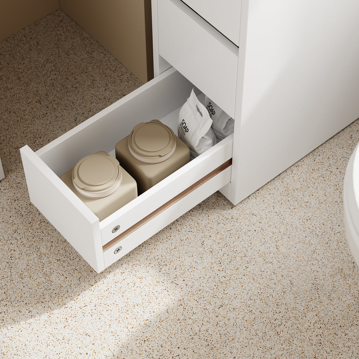 SoBuy BZR54-II-W, Slim Bathroom Storage Cabinet with Wheels, 3 Drawers – Narrow Freestanding Bathroom Storage Unit in Wood, White, 65x23x82cm