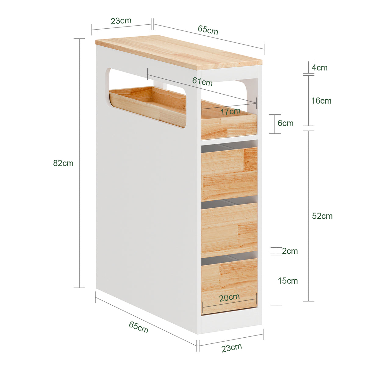 SoBuy BZR54-IV-WN, Movable Bathroom Cabinet Toilet Paper Roll Holder Cabinet with 2 Open Compartments, White