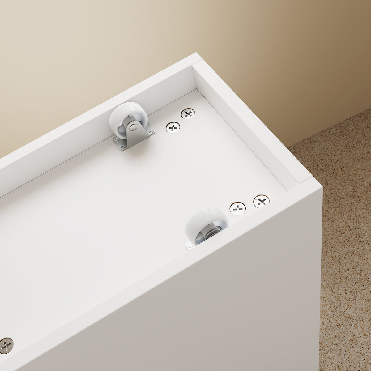 SoBuy BZR54-IV-WN, Movable Bathroom Cabinet Toilet Paper Roll Holder Cabinet with 2 Open Compartments, White