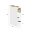 SoBuy BZR54-K-W, Bathroom Cabinet with Wheels, 20cm Slim Bathroom Storage Unit with 3 Drawers, Movable Narrow Toilet Storage Cabinet for Small space, WC and Kitchen, White, 60x20x82.3cm