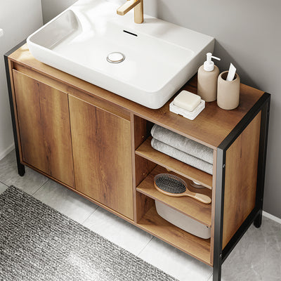 SoBuy BZR63-L-PF, Under Sink Cabinet with U-Shaped Cut-Out, Light Brown, 90x30x60cm - view 7
