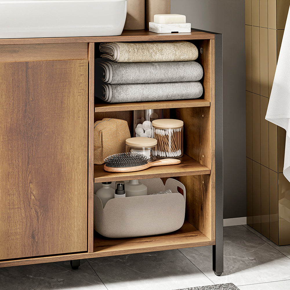 SoBuy BZR63-L-PF, Under Sink Cabinet with U-Shaped Cut-Out, Light Brown, 90x30x60cm - view 12
