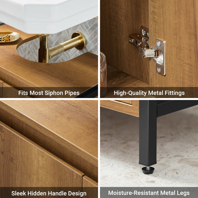 SoBuy BZR63-PF, Under Sink Bathroom Cabinet Slim Bathroom Storage Unit with 2 Doors & Shelf, Freestanding Bathroom Sink Cabinet for Small Bathrooms & Guest Toilets 60x60x30 cm