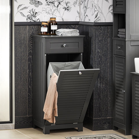 SoBuy BZR73-DG, Bathroom Laundry Cabinet Chest Storage Cabinet with Laundry Basket