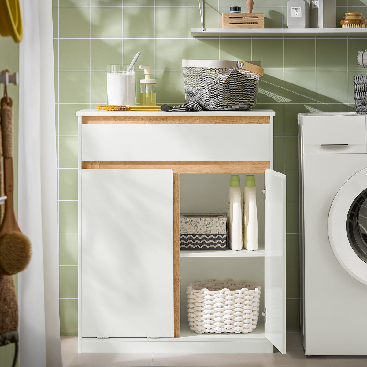 SoBuy BZR79-W, Laundry Cabinet Laundry Chest Bathroom Cabinet Storage Cabinet, White