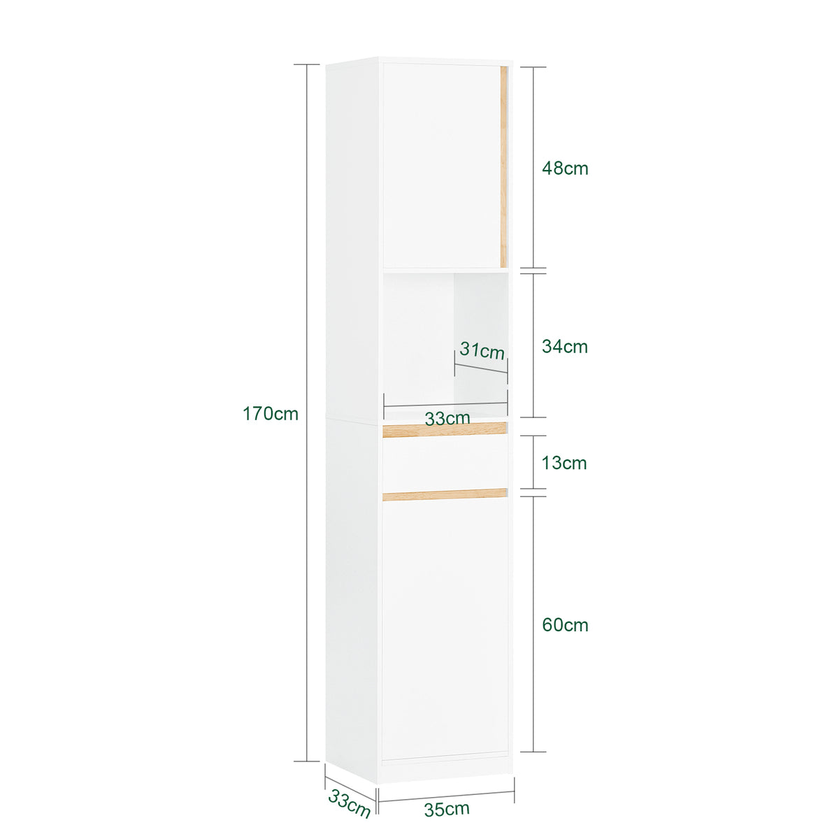 SoBuy BZR80-W, Bathroom Tall Cabinet Cupboard Bathroom Storage Cabinet, White