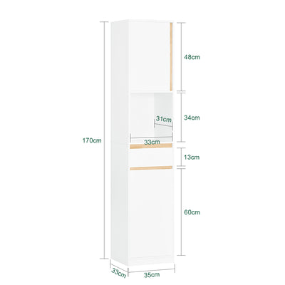 SoBuy BZR80-W, Bathroom Tall Cabinet Cupboard Bathroom Storage Cabinet, White