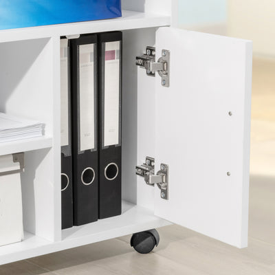Sobuy FBT106-W, Home Office File Cabinet Printer Stand Storage Cabinet Side Cabinet on Wheels, White